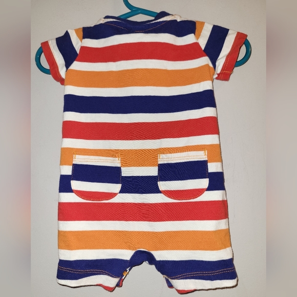 🧡 Gymboree Unisex Baby Short Sleeved Romper Outfit Blue Orange White 0-3 Months - Picture 5 of 7